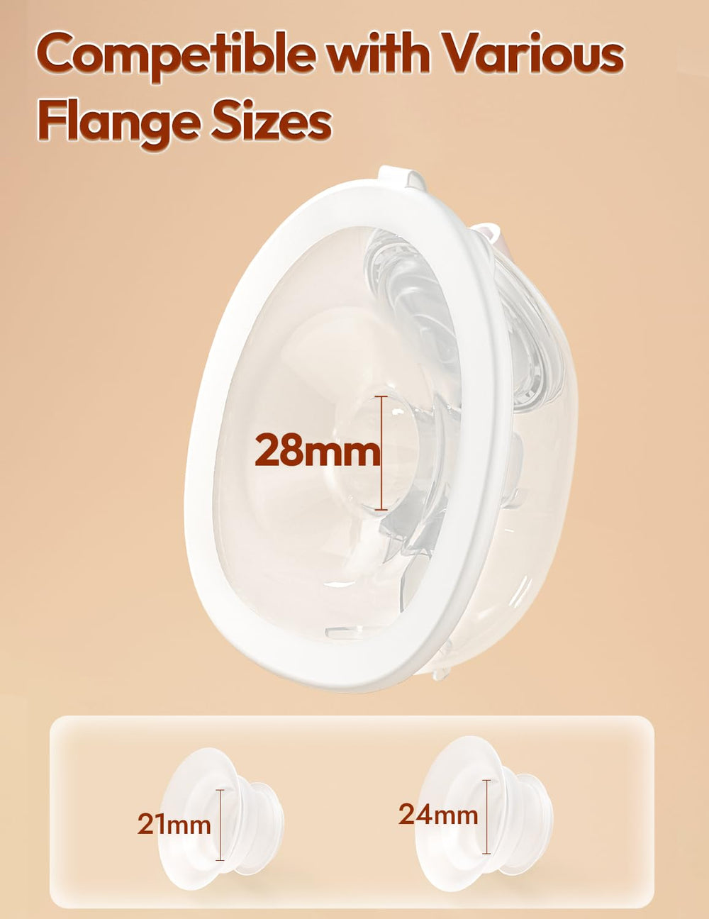 NCVI 102° angled Double Fit flange for relaxed pumping posture