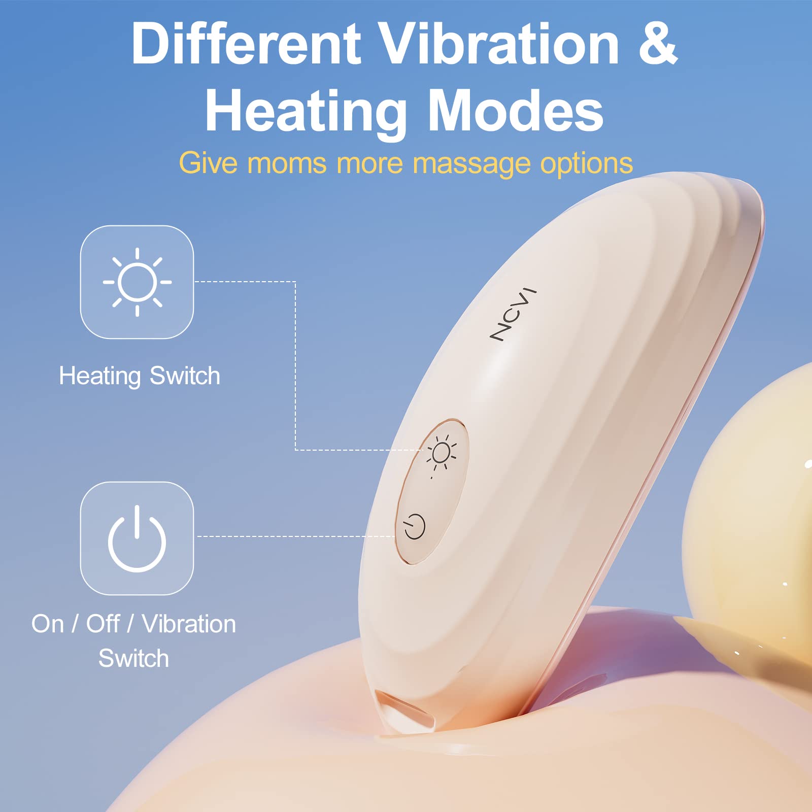 NCVI ergonomic design massager fits most breasts for comfortable pumping