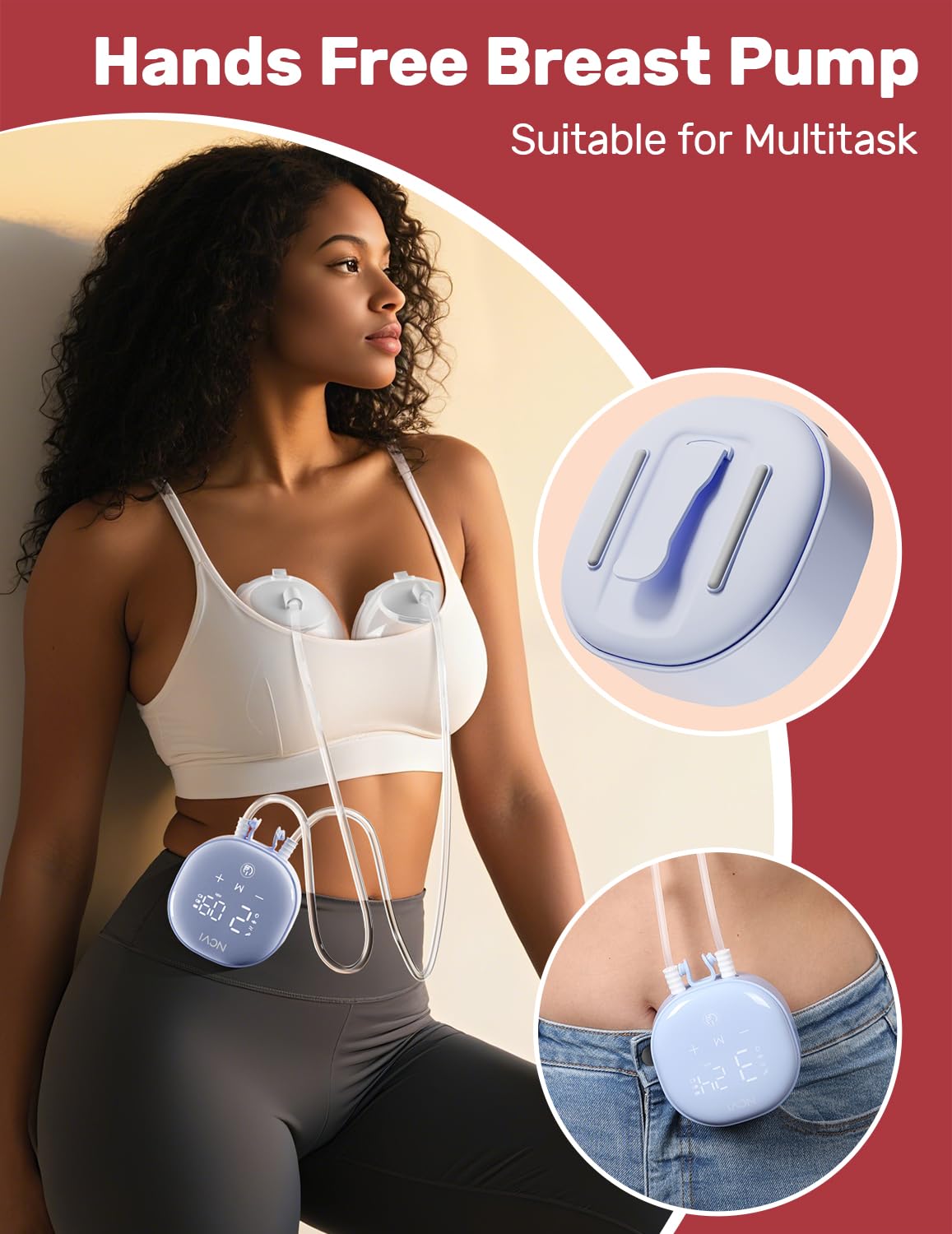 NCVI wearable pump with 5oz cups for on-the-go feeding.