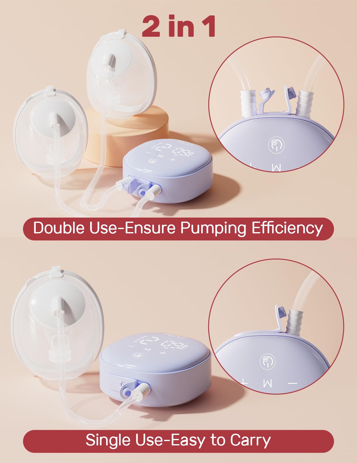 NCVI anti-backflow design protects milk while pumping.