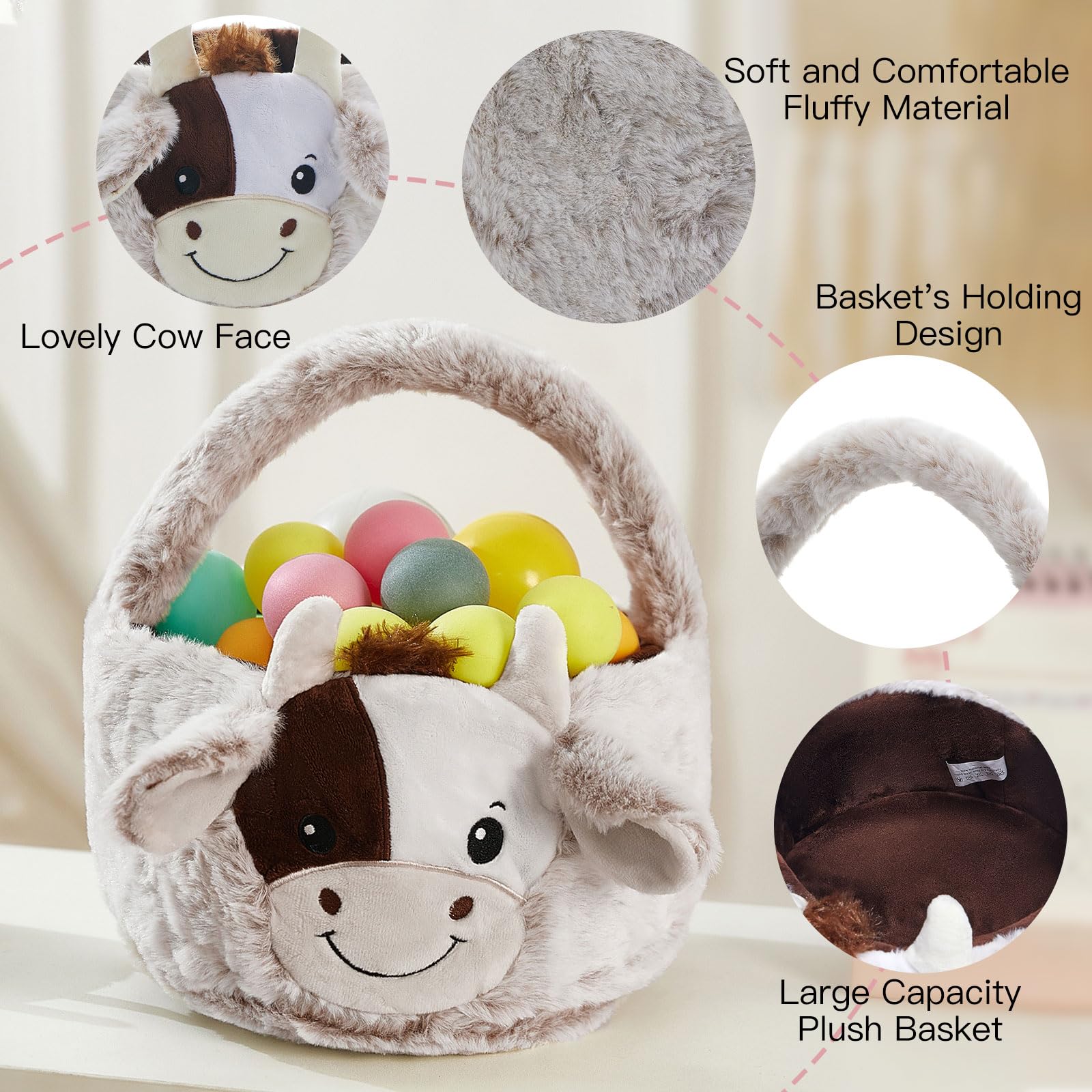 Neaonau Easter basket interior spacious for eggs, candies, and small gifts