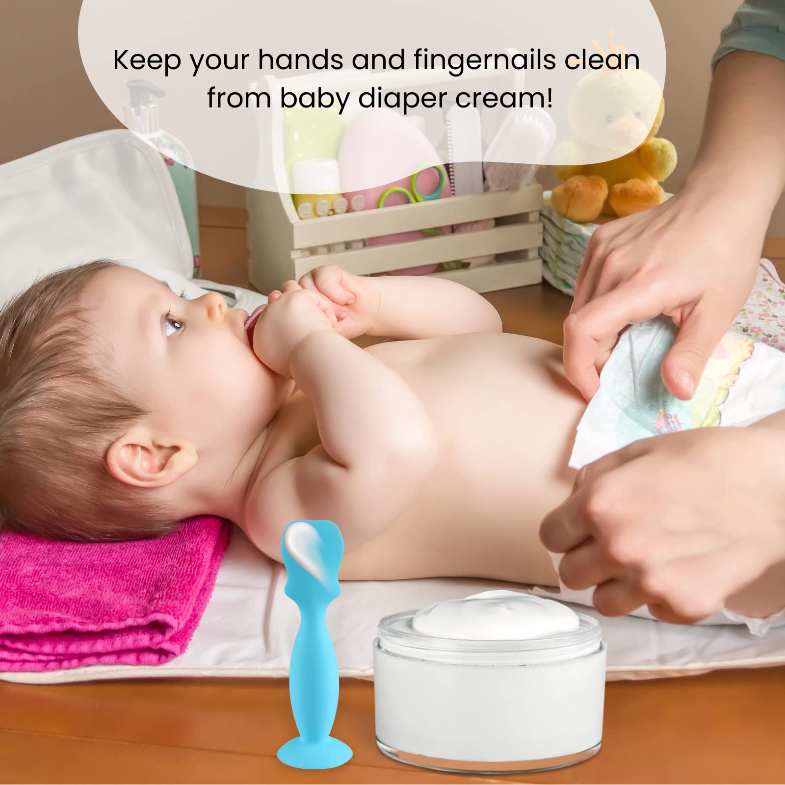 Nearbyme diaper cream brush pink handle for gentle spreading.