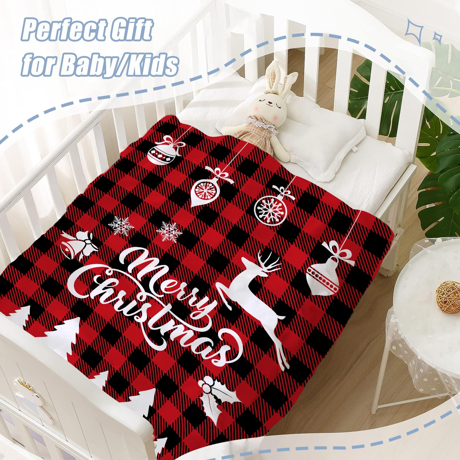 Neatee Living Christmas Baby Throw Blanket shown on a sofa for cozy home decor