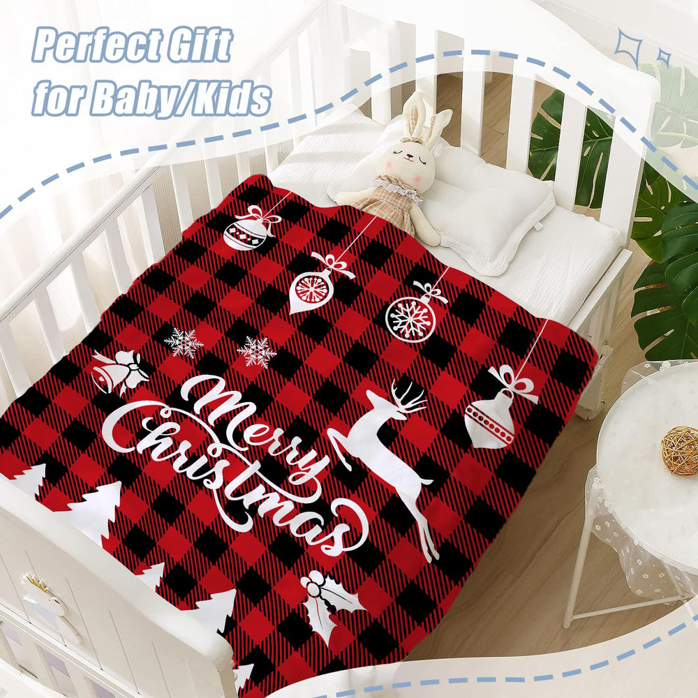 Neatee Living Christmas Baby Throw Blanket shown on a sofa for cozy home decor