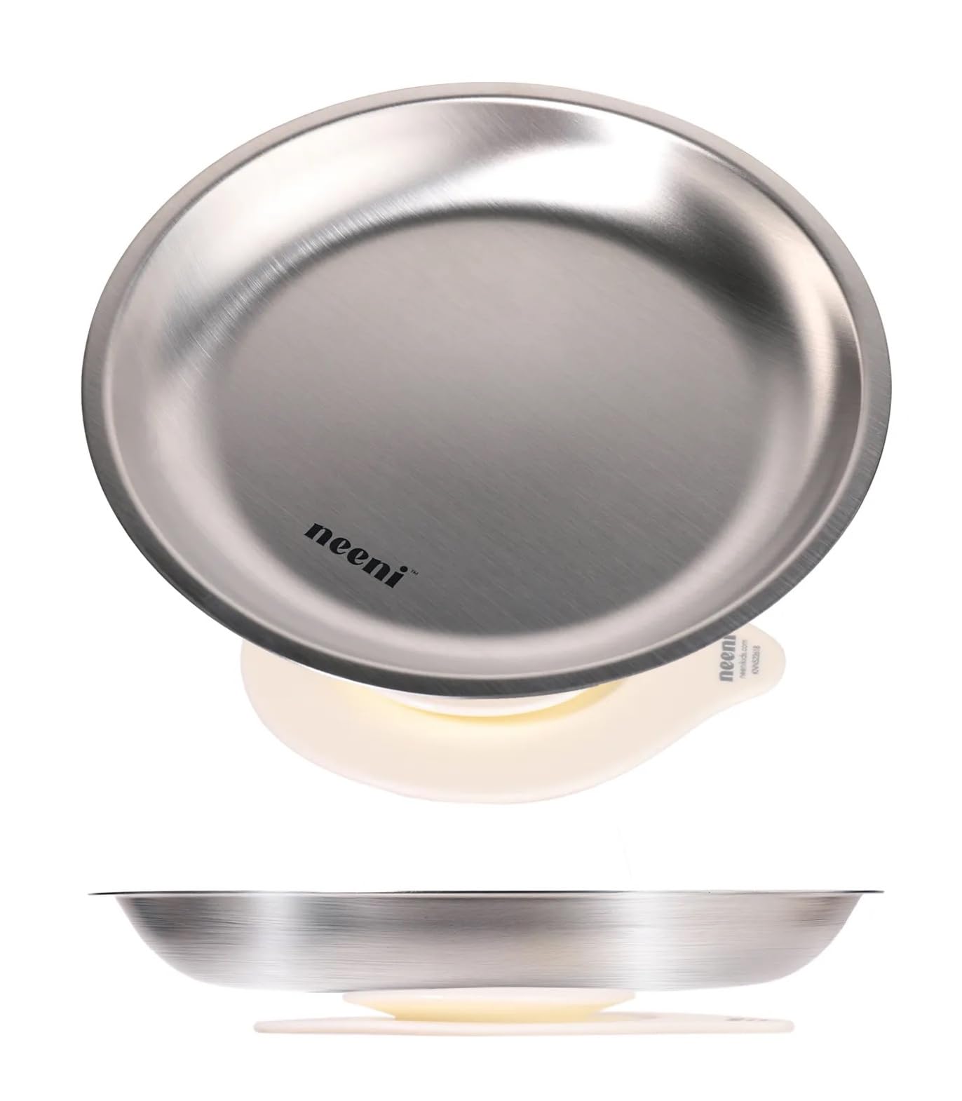 Neeni stainless steel kids plate with durable surface for independent feeding