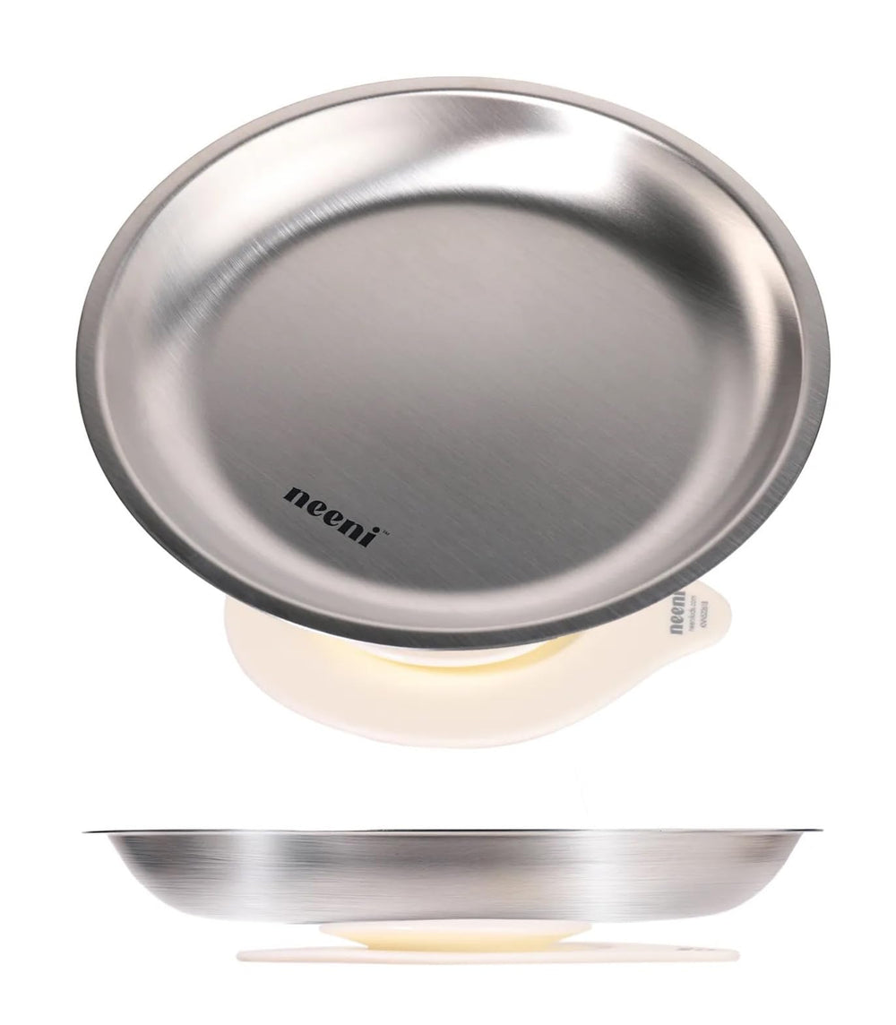 Neeni stainless steel kids plate with durable surface for independent feeding