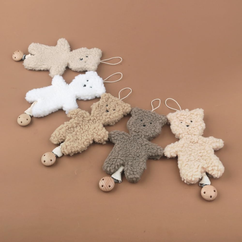 NEHET daisy design dummy holder features soft teddy bouclé fabric.