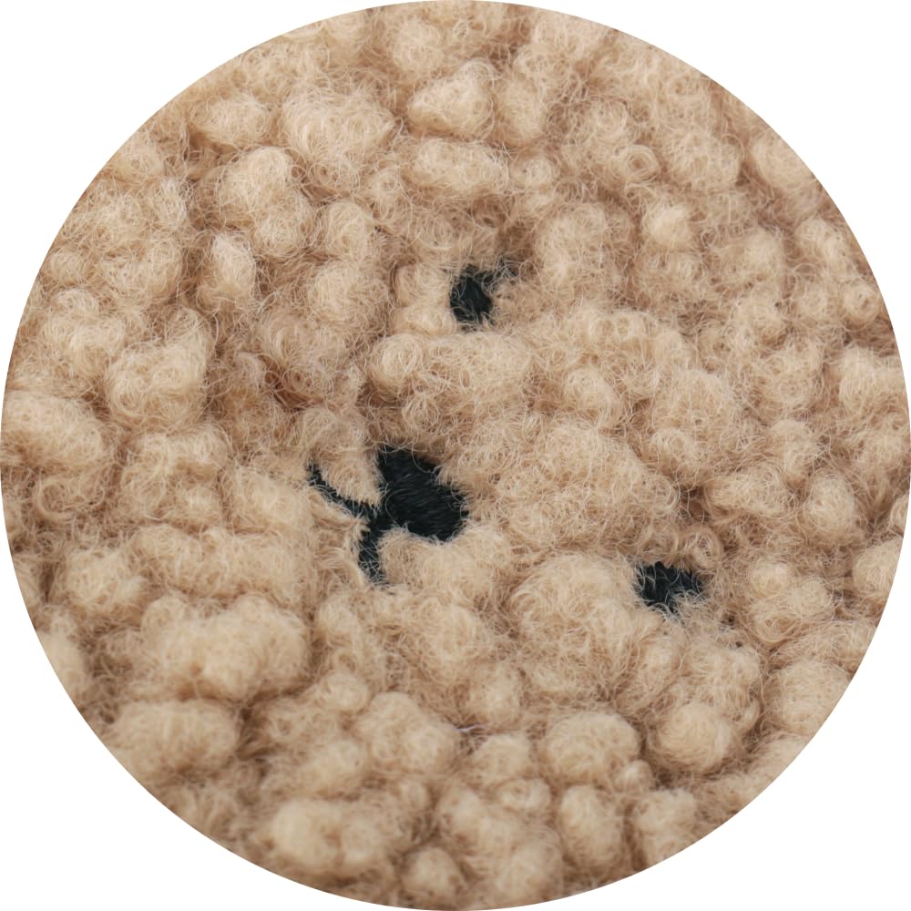 NEHET handmade teddy-boucle pacifier holder emphasizes craftsmanship and comfort.