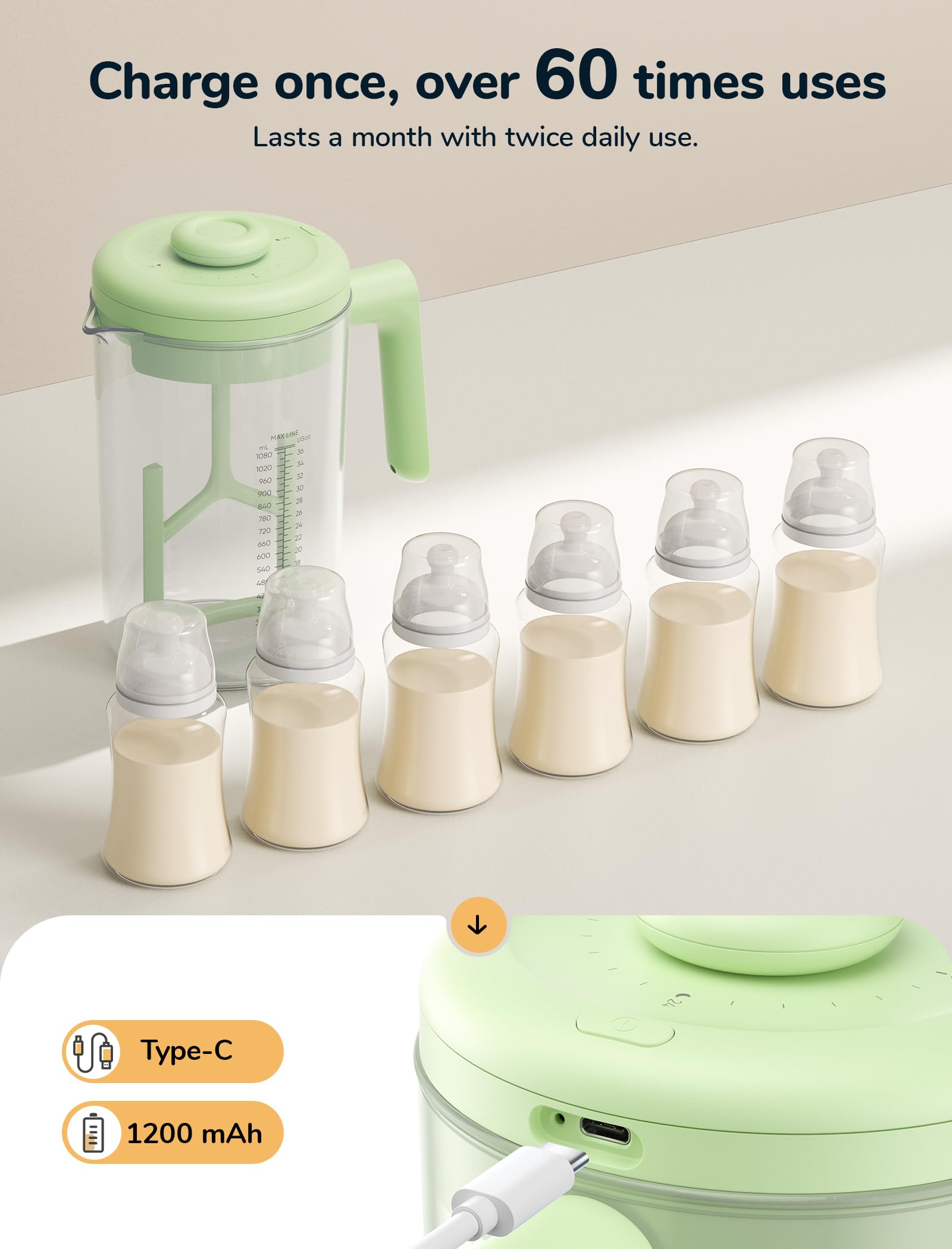 NehNeh Baby 1200mAh battery powers up to sixty uses.