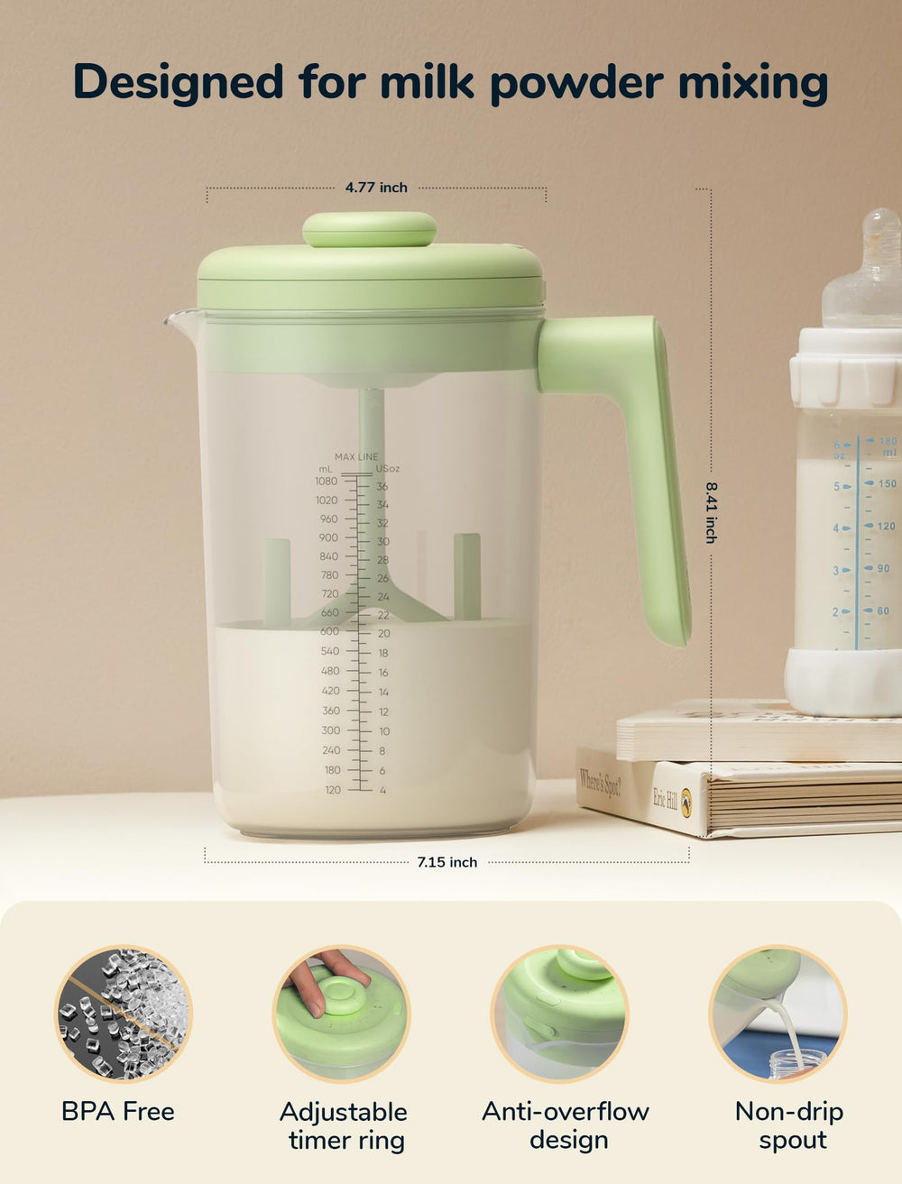NehNeh Baby 24-hour timer helps track prep time.