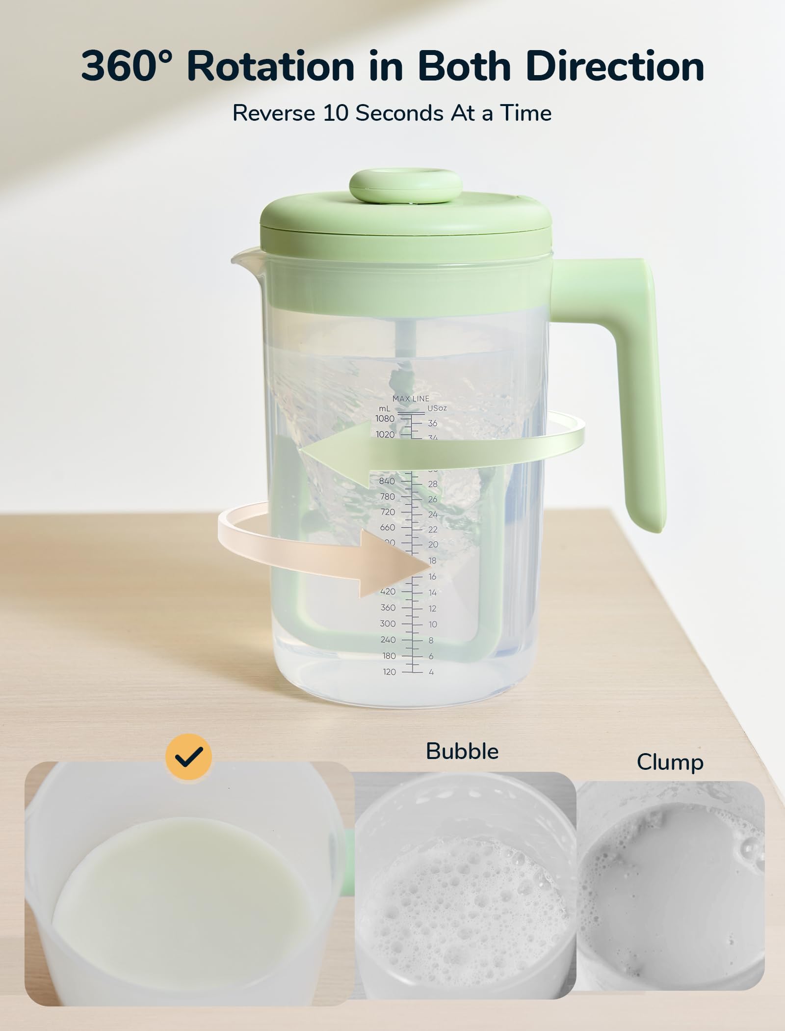 NehNeh Baby bidirectional stirring rod ensures thorough mix with minimal bubbles.