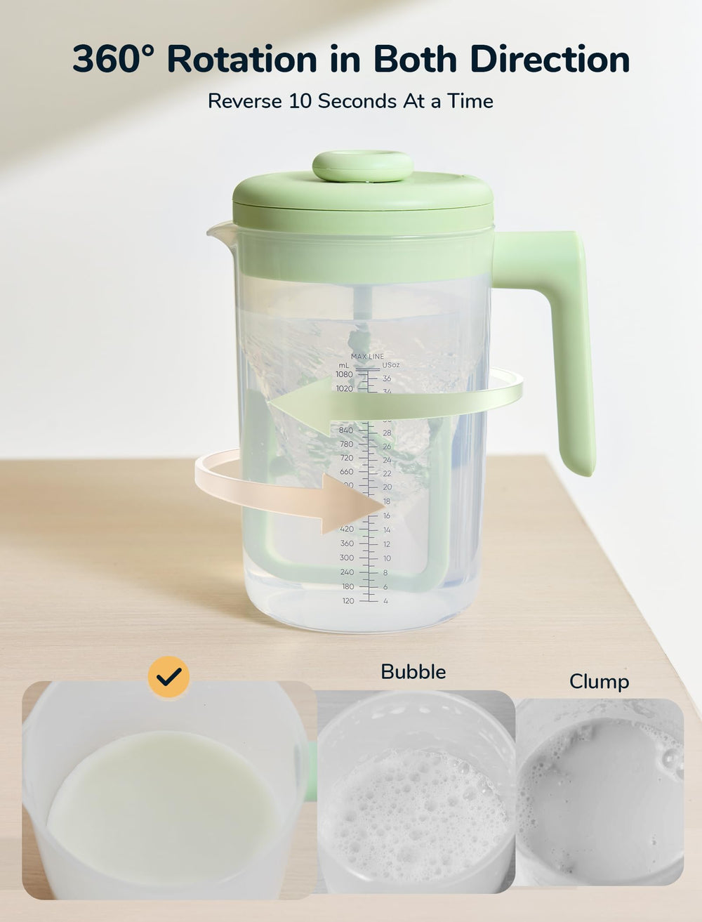 NehNeh Baby bidirectional stirring rod ensures thorough mix with minimal bubbles.
