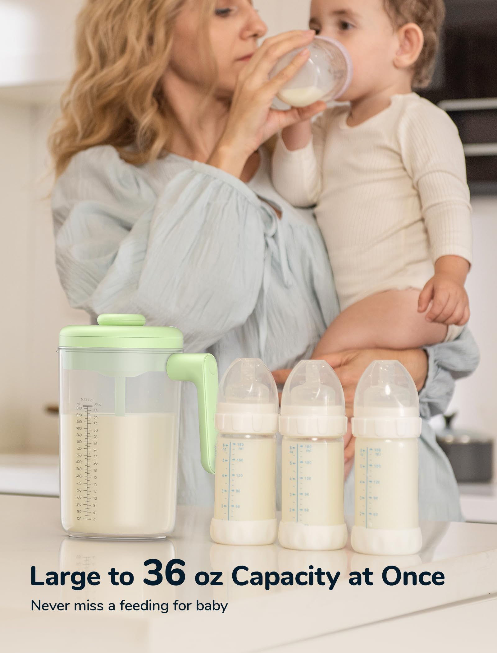 NehNeh Baby fridge-storage breastmilk pitcher keeps milk ready.
