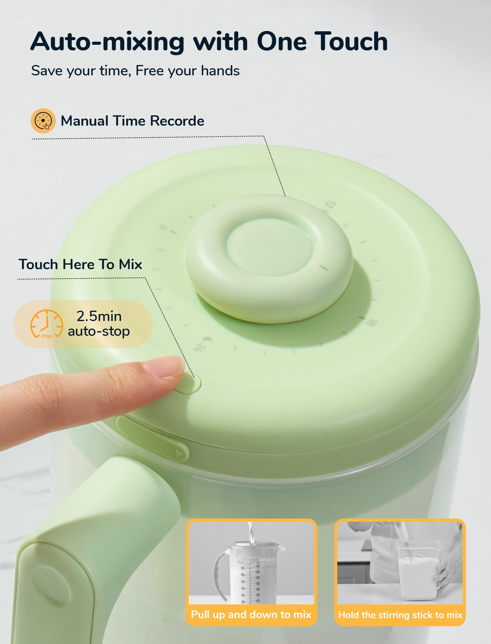 NehNeh Baby locking lid keeps formula secure and spill-free during pouring.