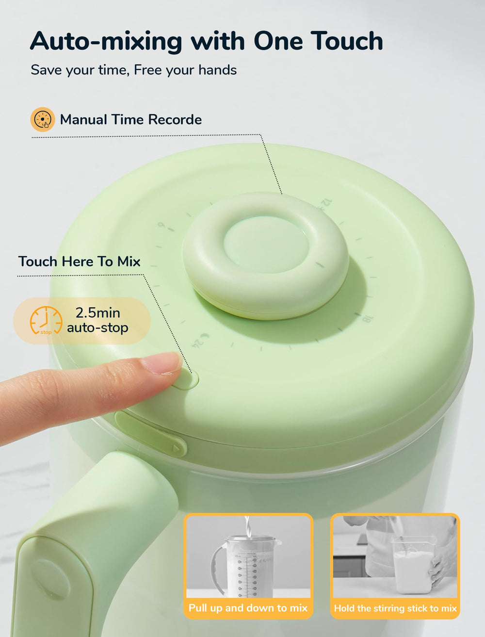 NehNeh Baby locking lid keeps formula secure and spill-free during pouring.