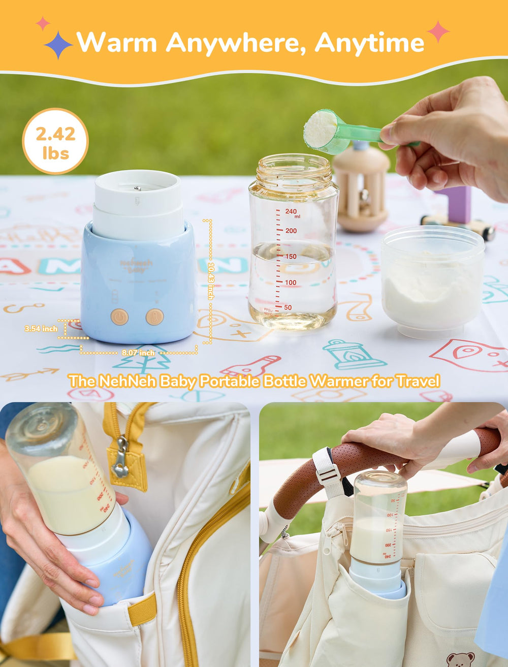 NehNeh 10,000mAh battery powers several heating cycles for busy days