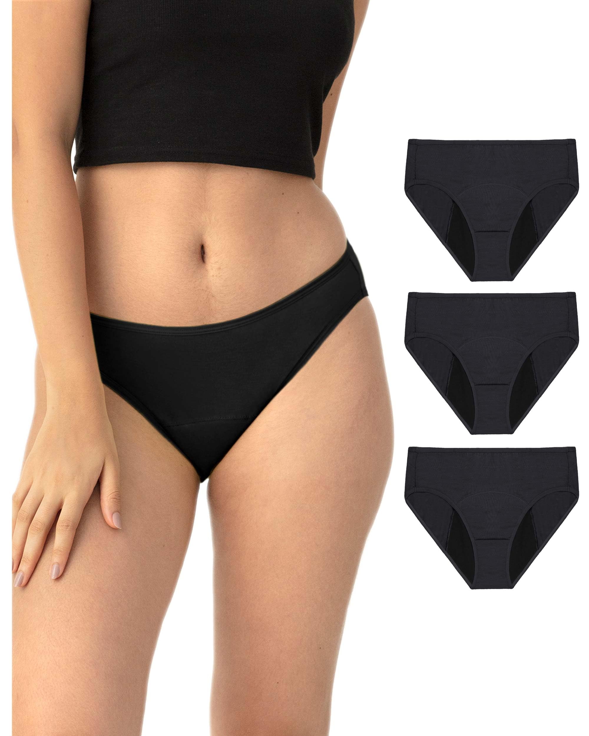 Neione period underwear bikini black XXL front view showing sleek modal fabric and secure fit.