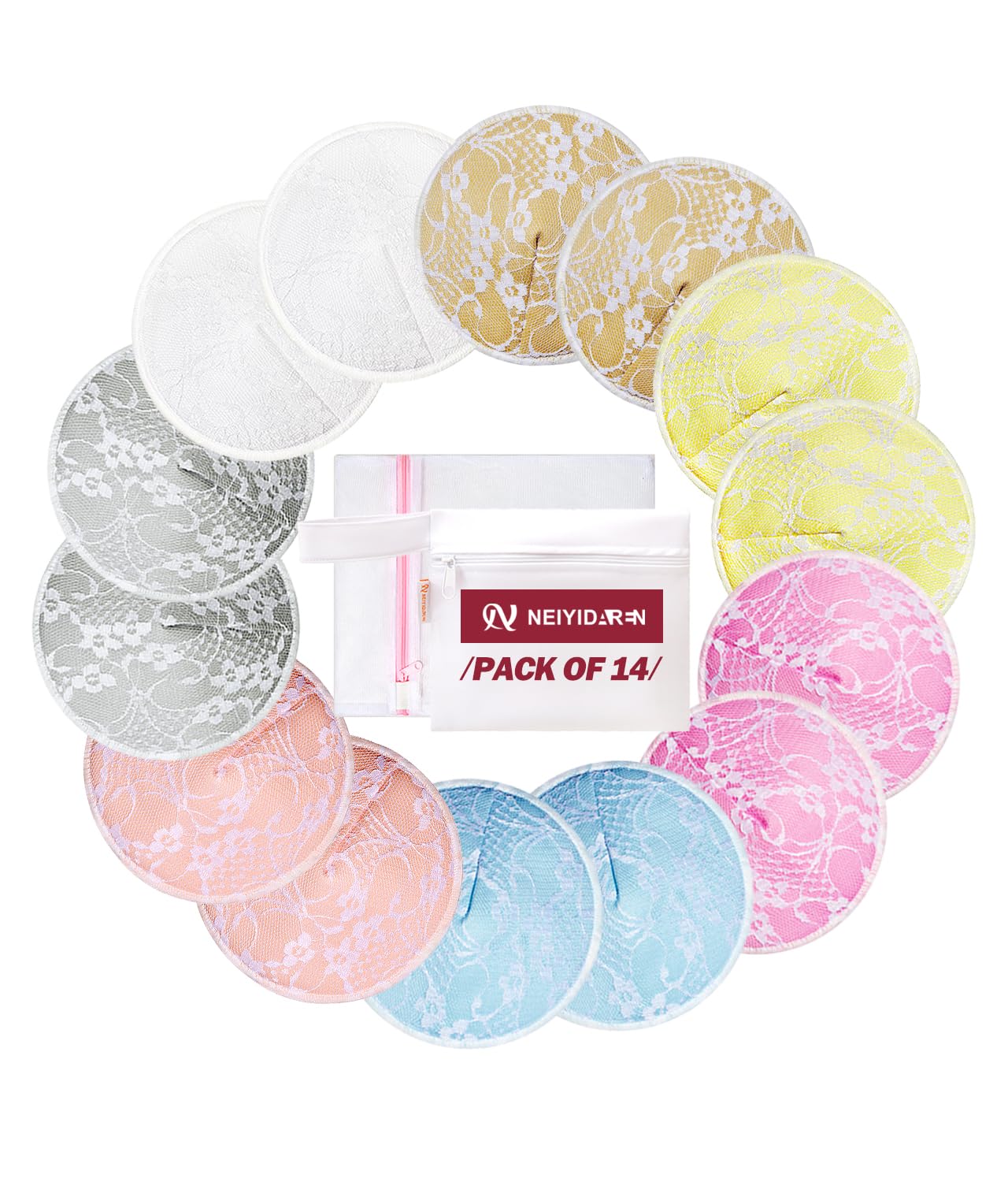 NEIYIDAREN reusable nursing pads with ultra-soft inner layer for nipple comfort.