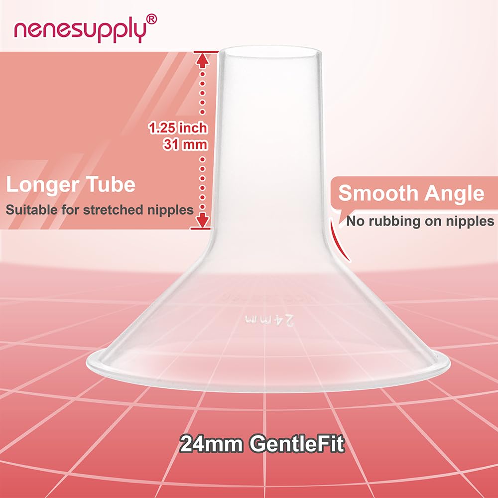 Nenesupply 21mm flange breastshield provides balanced suction for comfortable pumping.