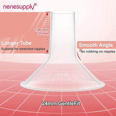 Nenesupply 21mm flange breastshield provides balanced suction for comfortable pumping.