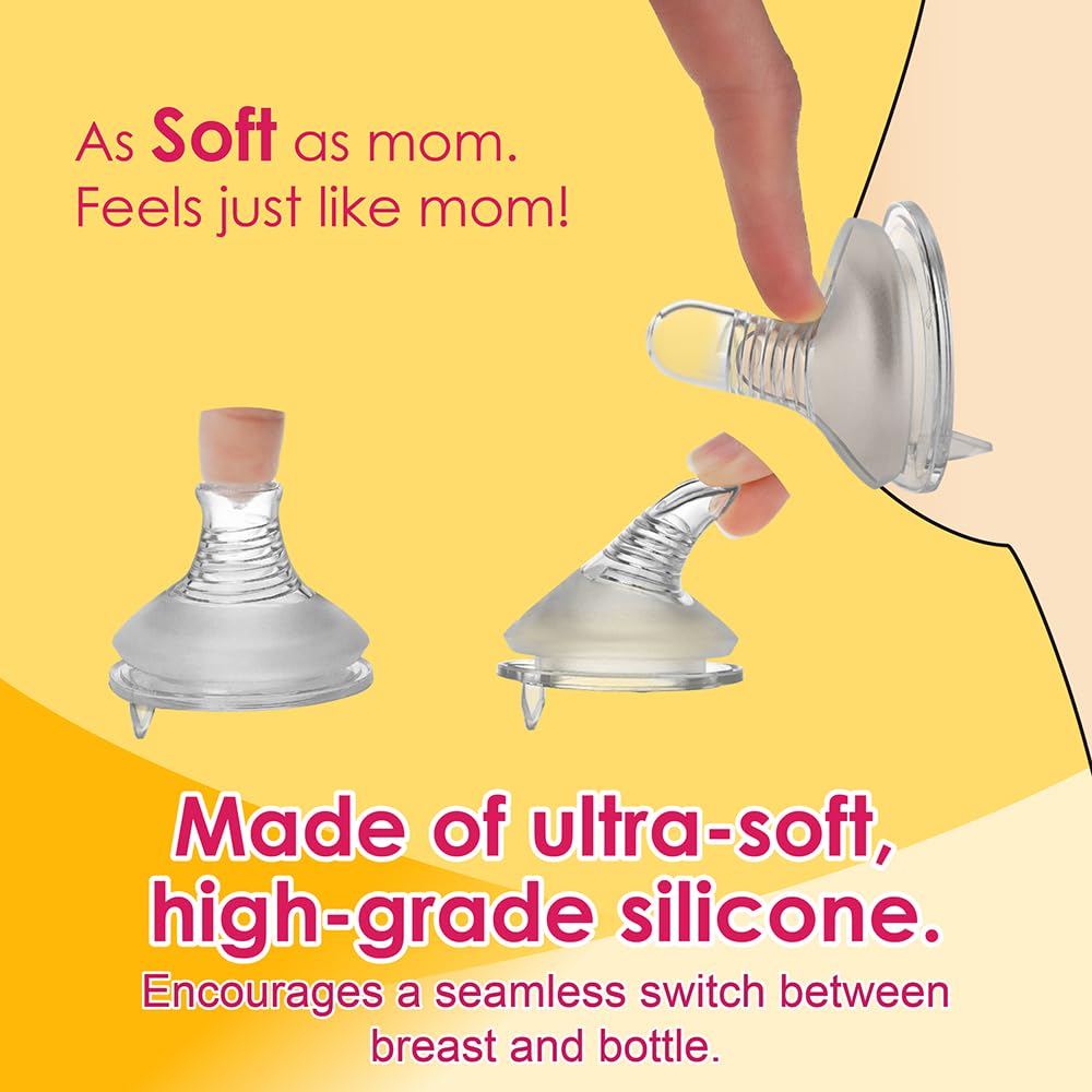 NENESUPPLY anti-colic nipple design emphasizes smooth feeding flow