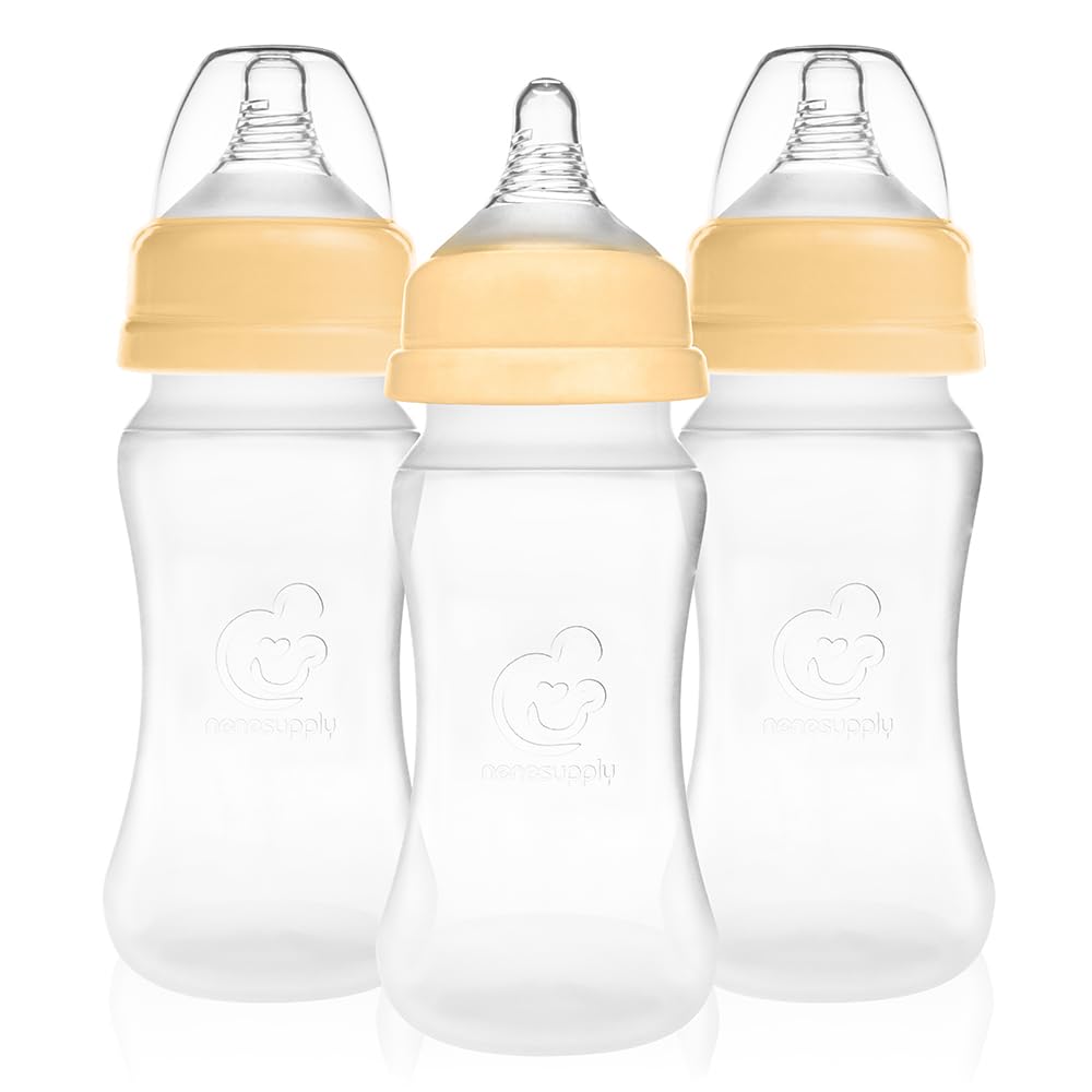 Nenesupply NaturalFit 8oz silicone bottle with breastlike nipple for easy latch.