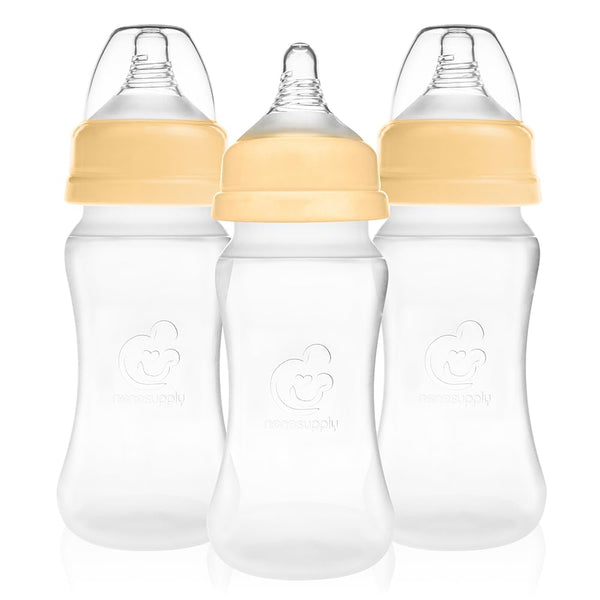 Nenesupply NaturalFit 8oz silicone bottle with breastlike nipple for easy latch.