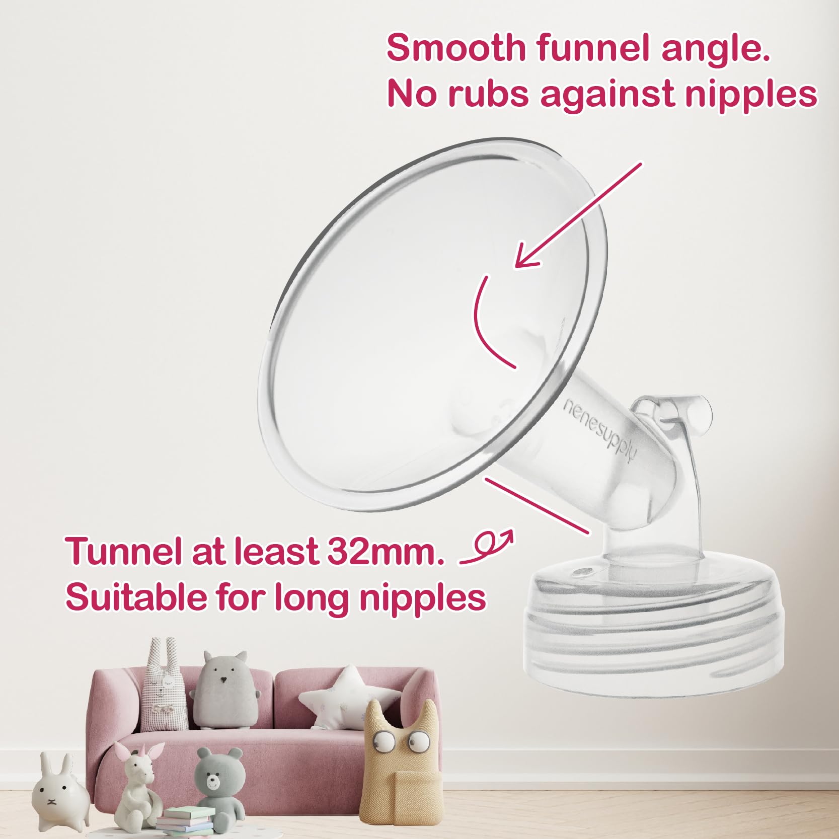 Nenesupply smooth-angle design on flange reduces rubbing during pumping.