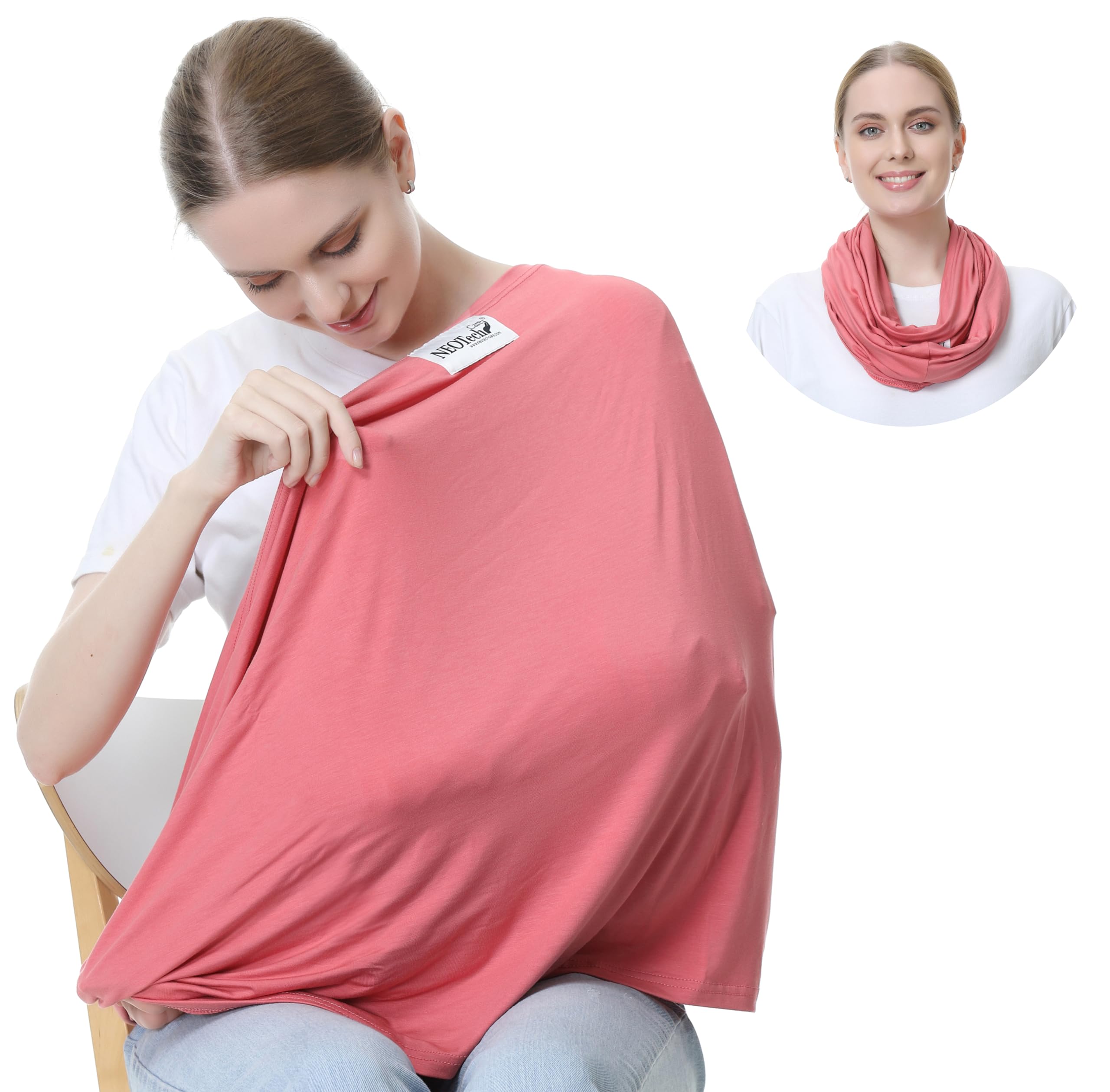 NeoTech Care nursing cover in pink fold provides discreet feeding on the go