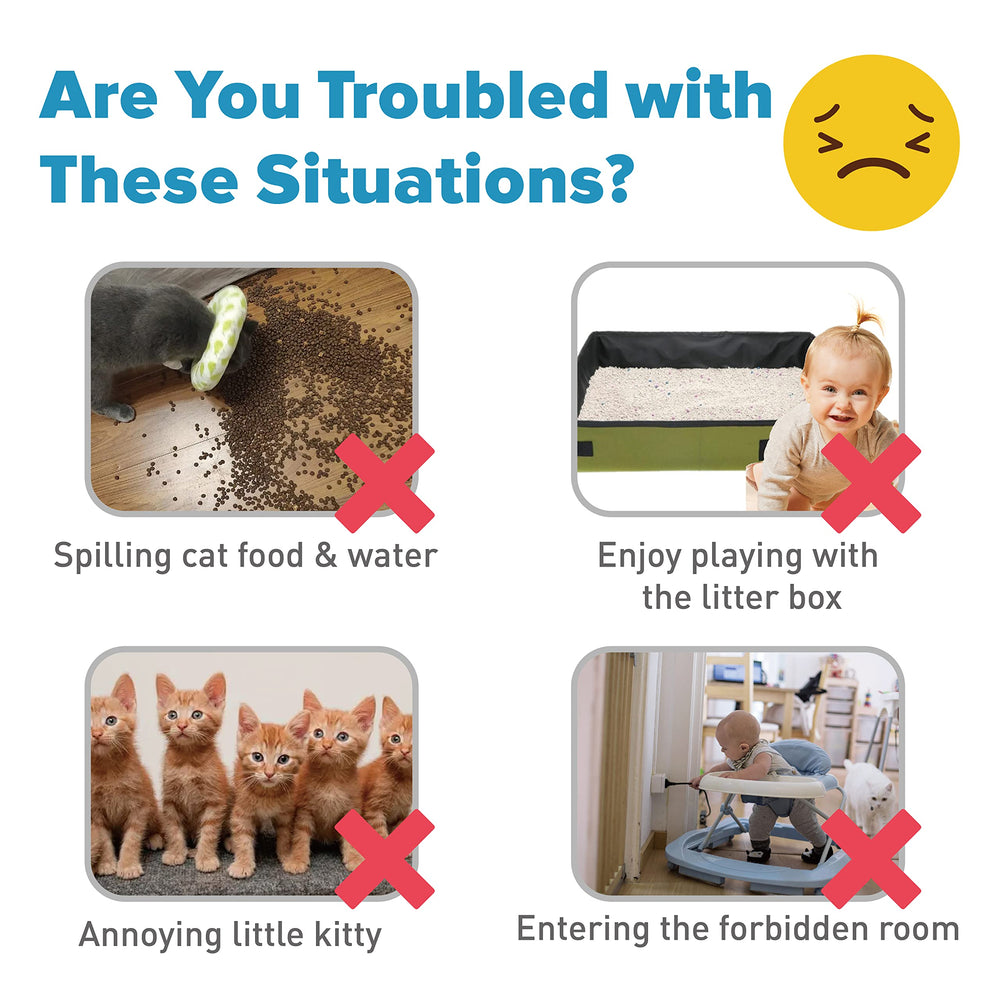 Neobay adjustable latch illustrates flexible settings for cats and kids.