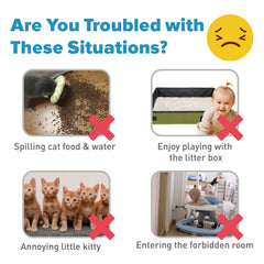 Neobay adjustable latch illustrates flexible settings for cats and kids.