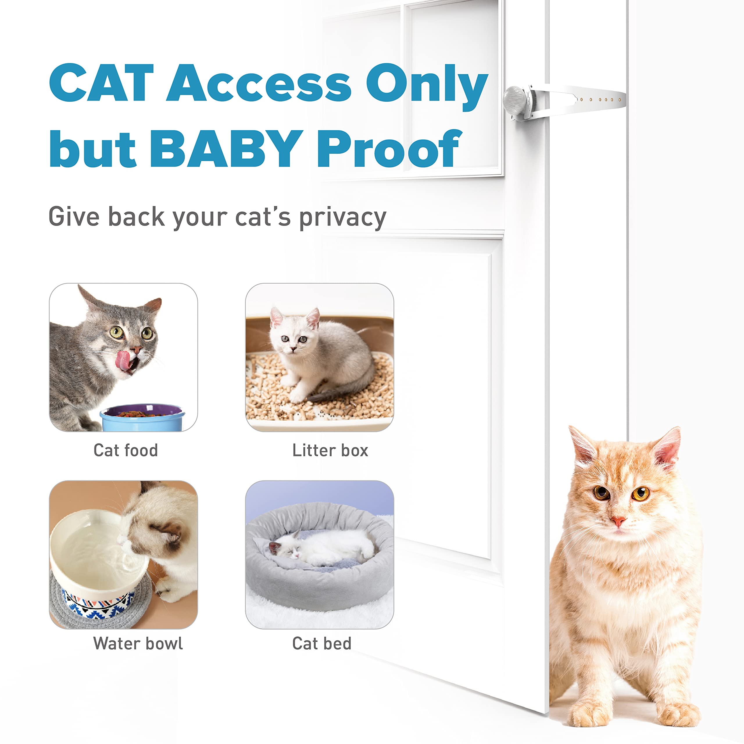 Neobay cat access with prop-open feature keeps litter area accessible.
