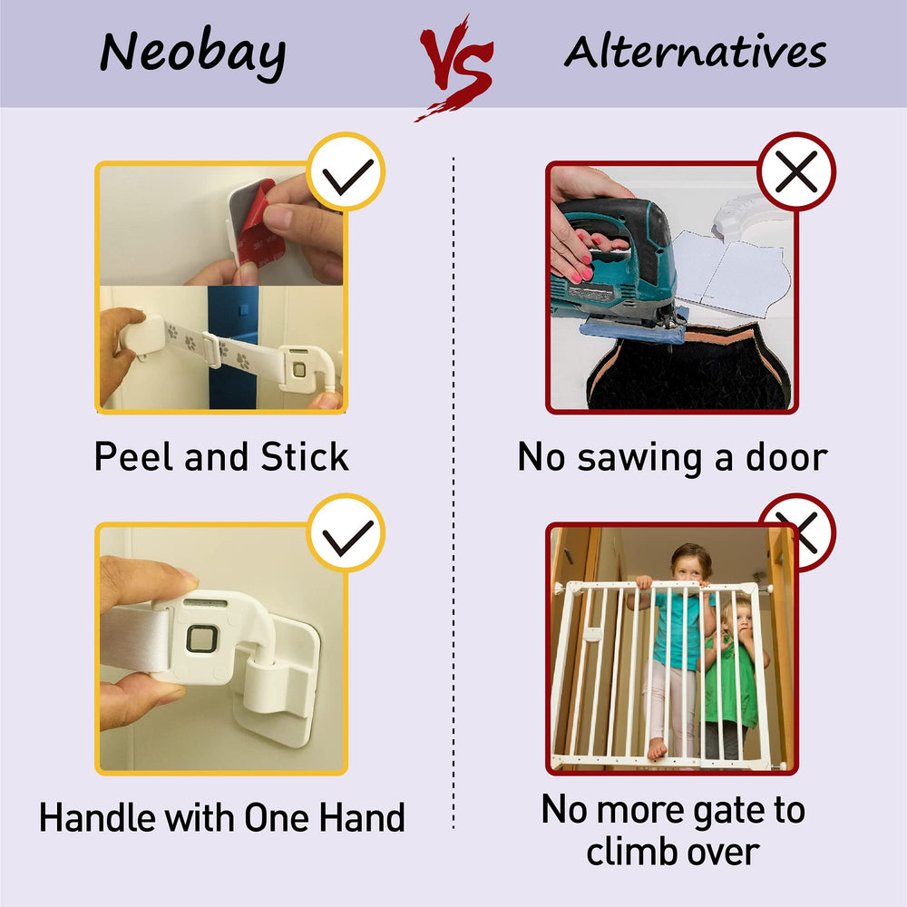 Neobay Magnetic Child Proof Door Lock magnetic base stored neatly for tidy doors