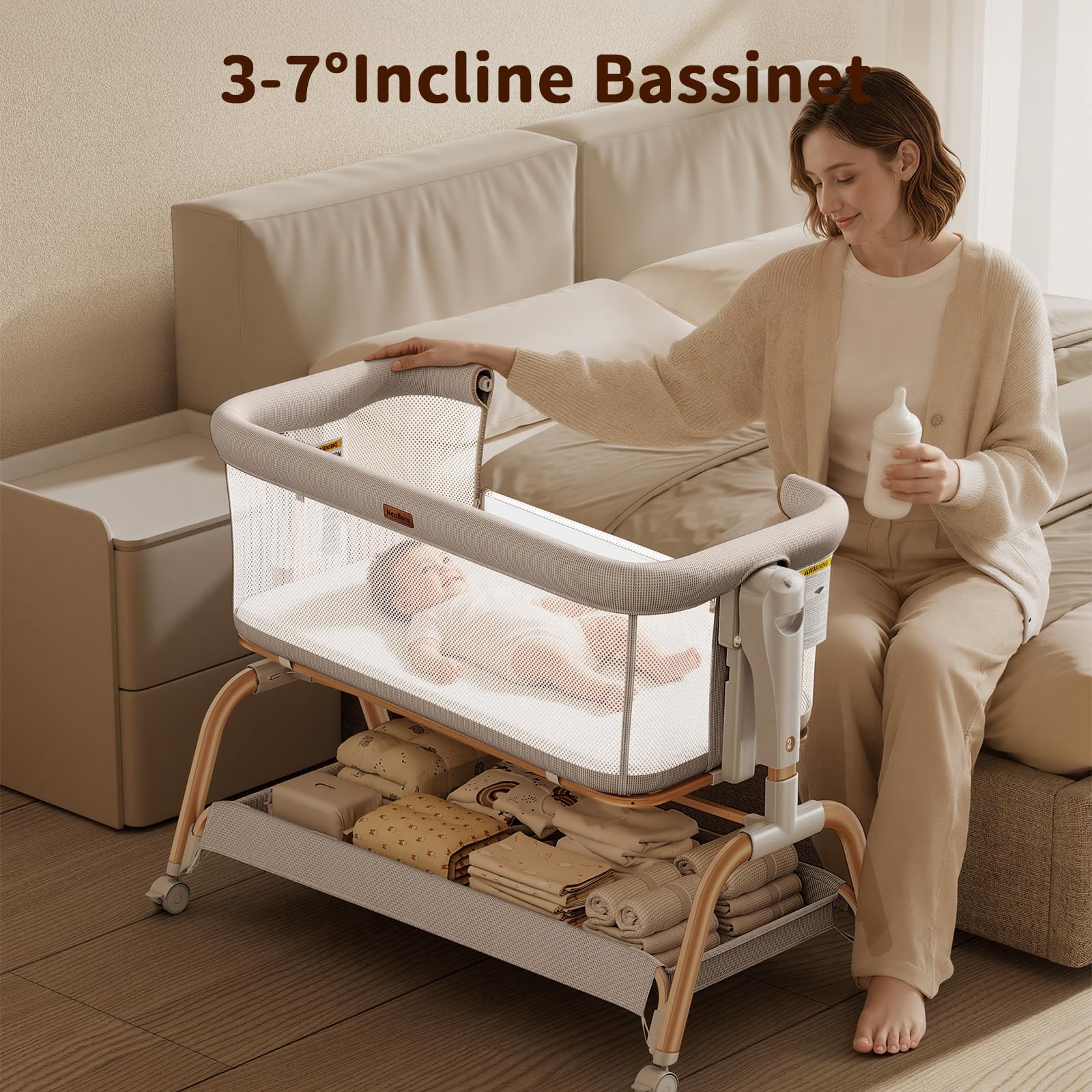 NeoBorn bottom storage compartment keeps essentials within reach