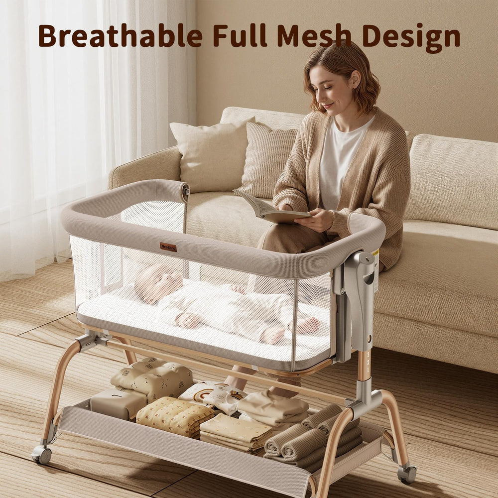 NeoBorn height adjustable base supports stable sleeping for growing babies