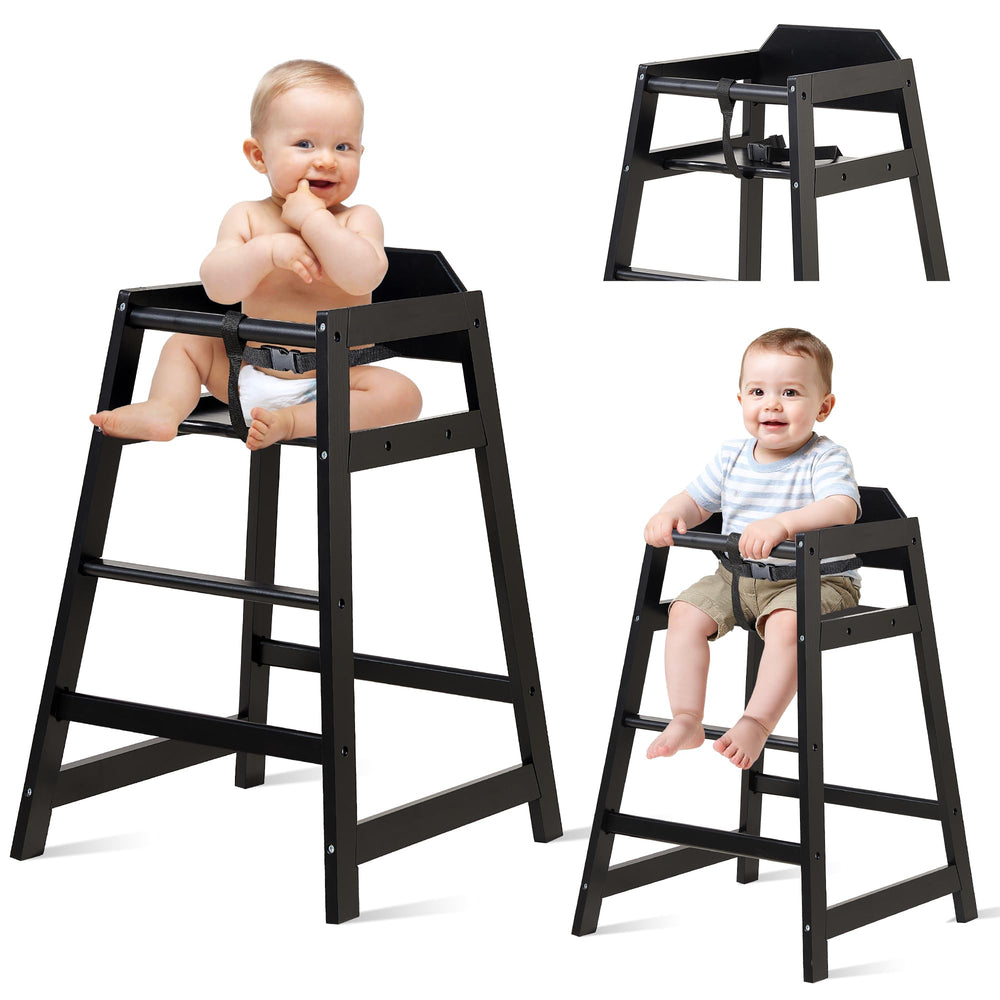 Neoflavie baby high chair front view shows stackable design for space saving