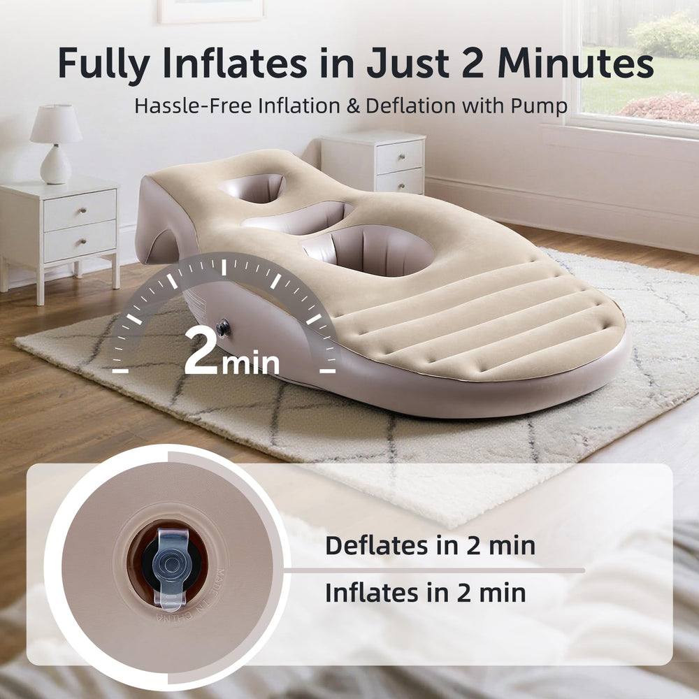 Neoflavie inflation-pump-ready pillow enables quick setup and use