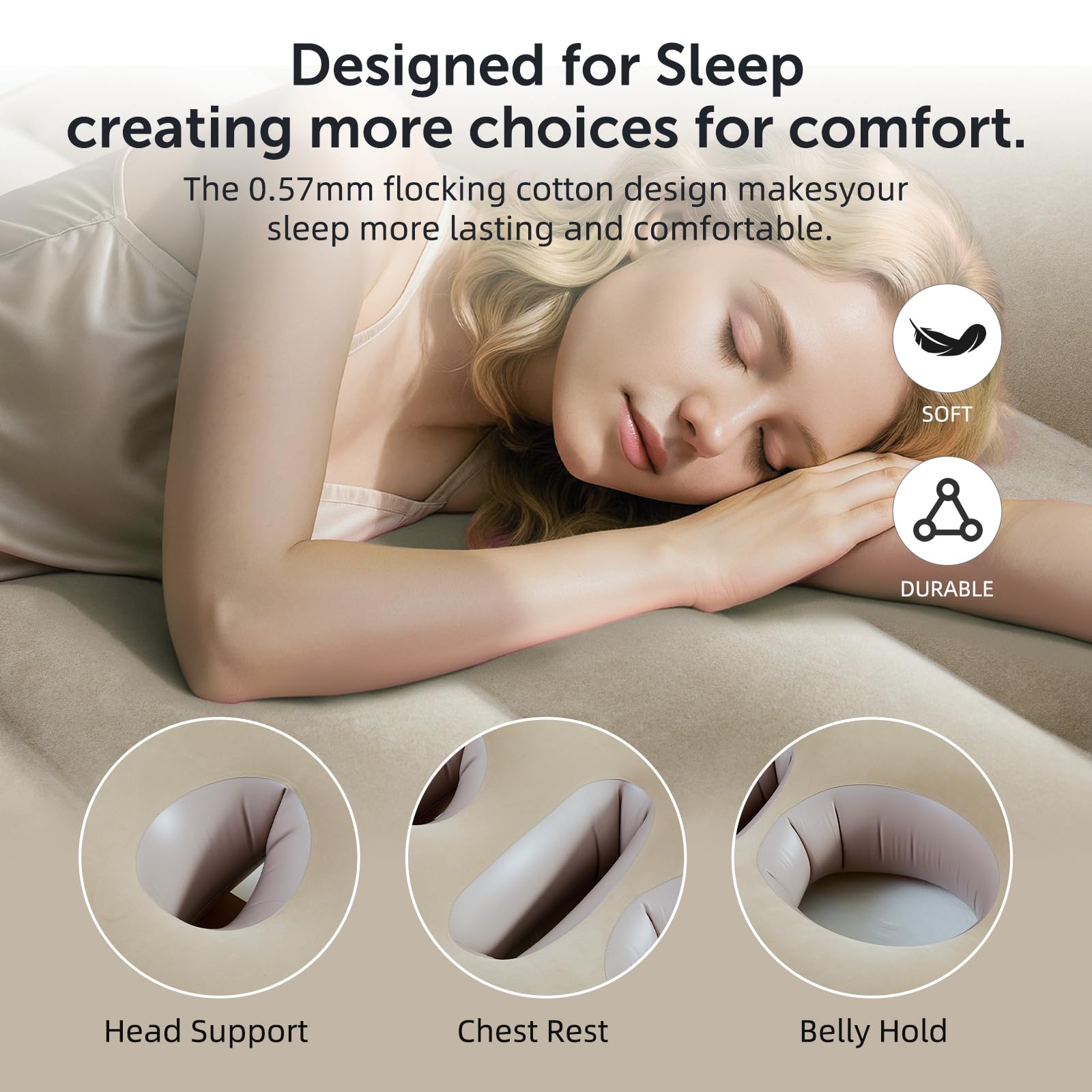 Neoflavie three-hole-design pillow enabling versatile lounging and full-body support
