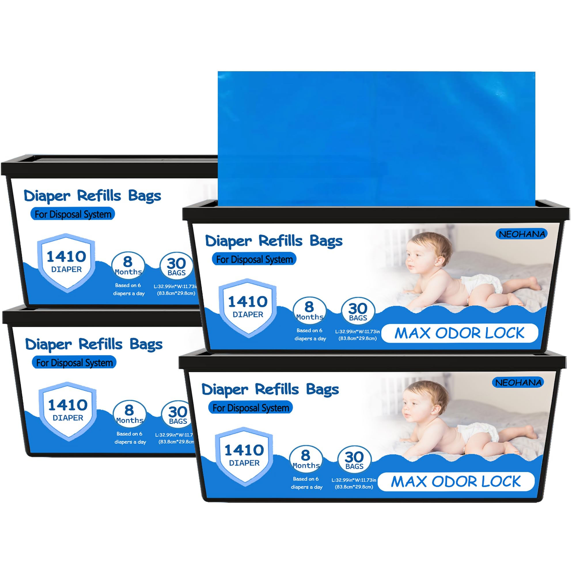 NEOHANA diaper pail refill compatible with Genie Easy Roll Signature for easy disposal.