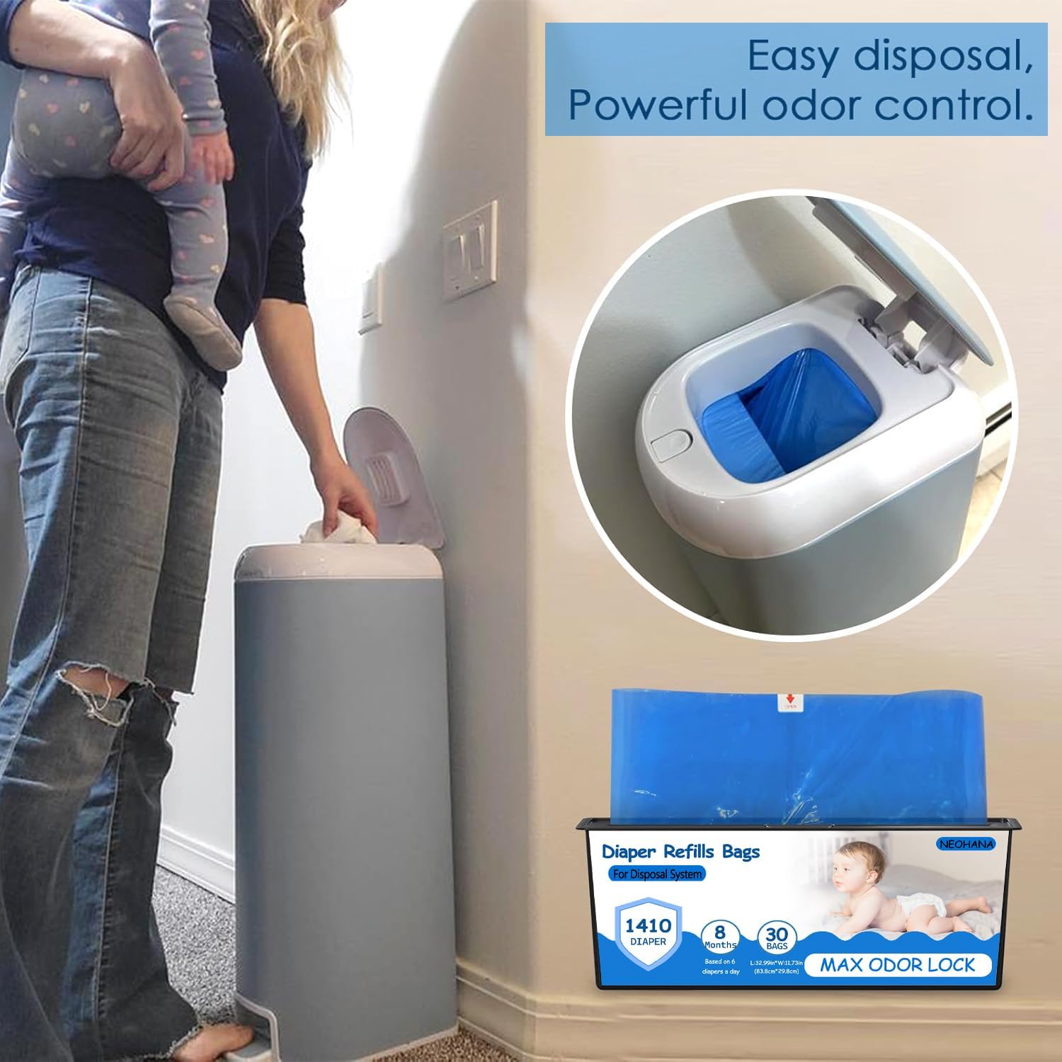 NEOHANA easy roll design for tidy, mess-free bag extraction.