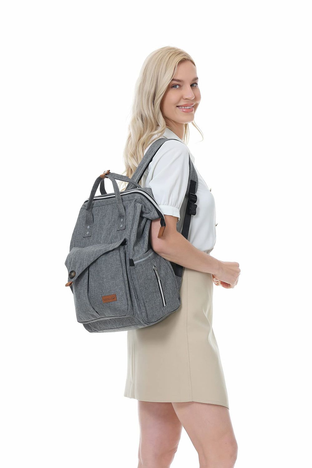 NeoTech Care diaper bag backpack multiple pockets keep essentials organized.