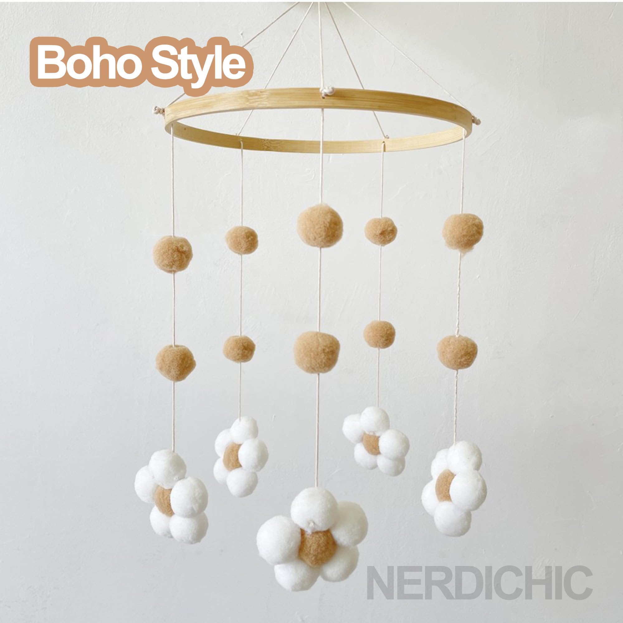 Nerdichic bassinet mobile offers easy hanging for crib, bassinet or play area.