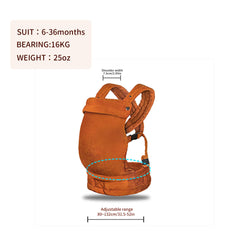NEST BLANCHE orange ergonomic M-shape carrier supports hip alignment.