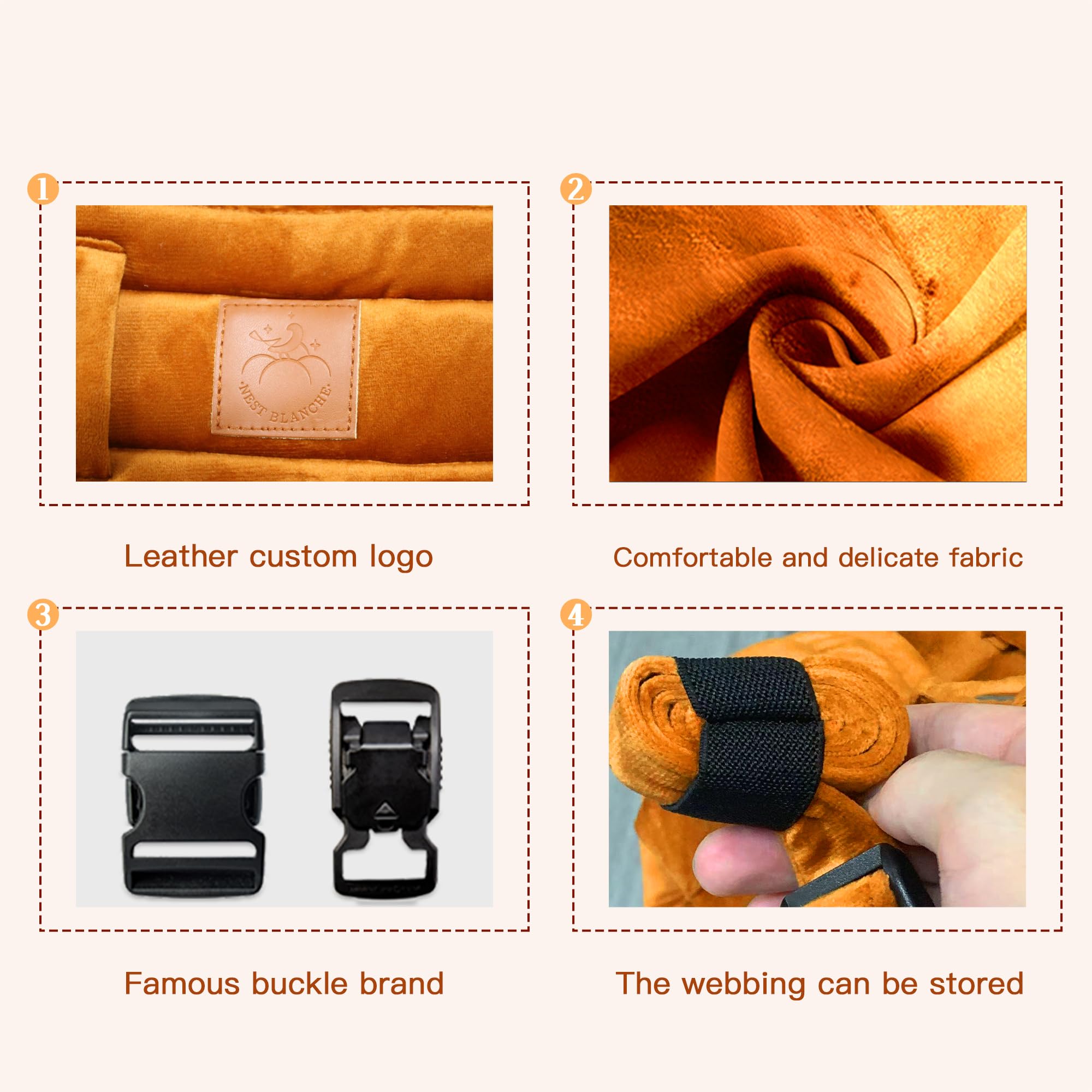 NEST BLANCHE orange velvet fabric offers breathable, skin-friendly comfort.