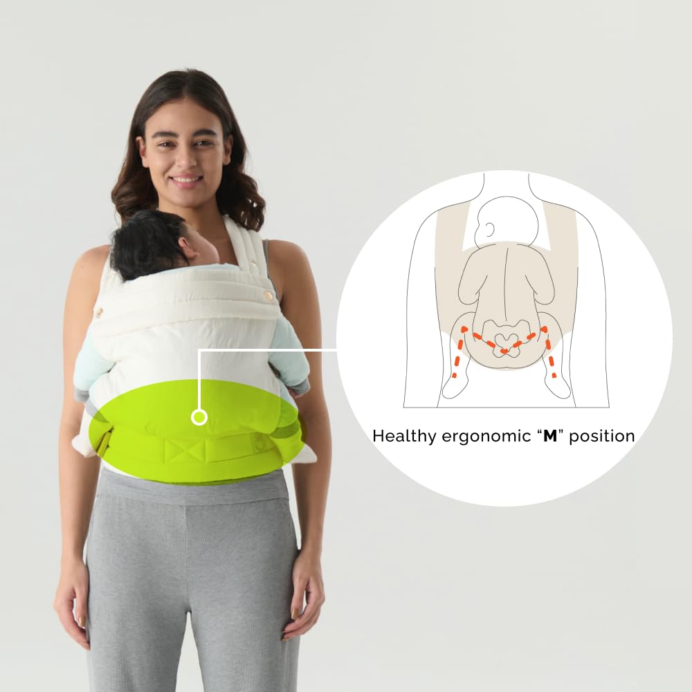 NEST BLANCHE ergonomic M-seat supports healthy hip positioning during carries.