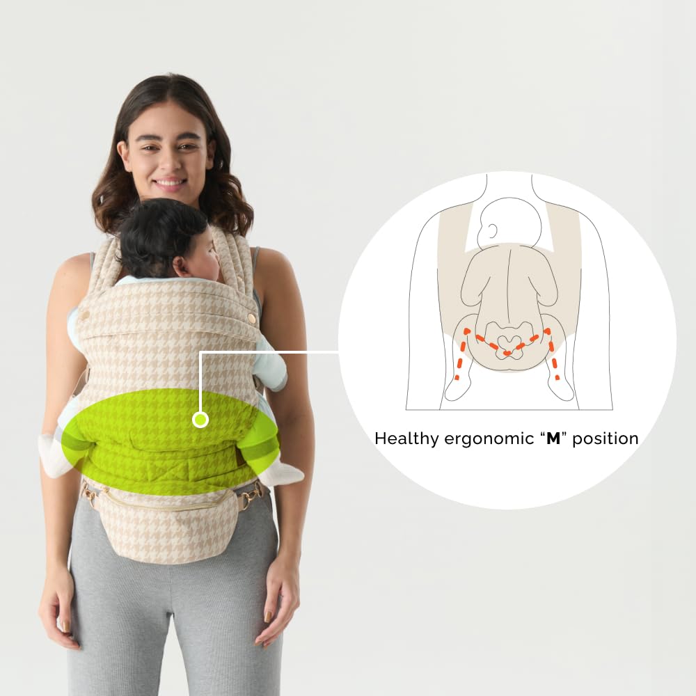 Nest Blanche ergonomic leg openings cradle baby securely for extended use.