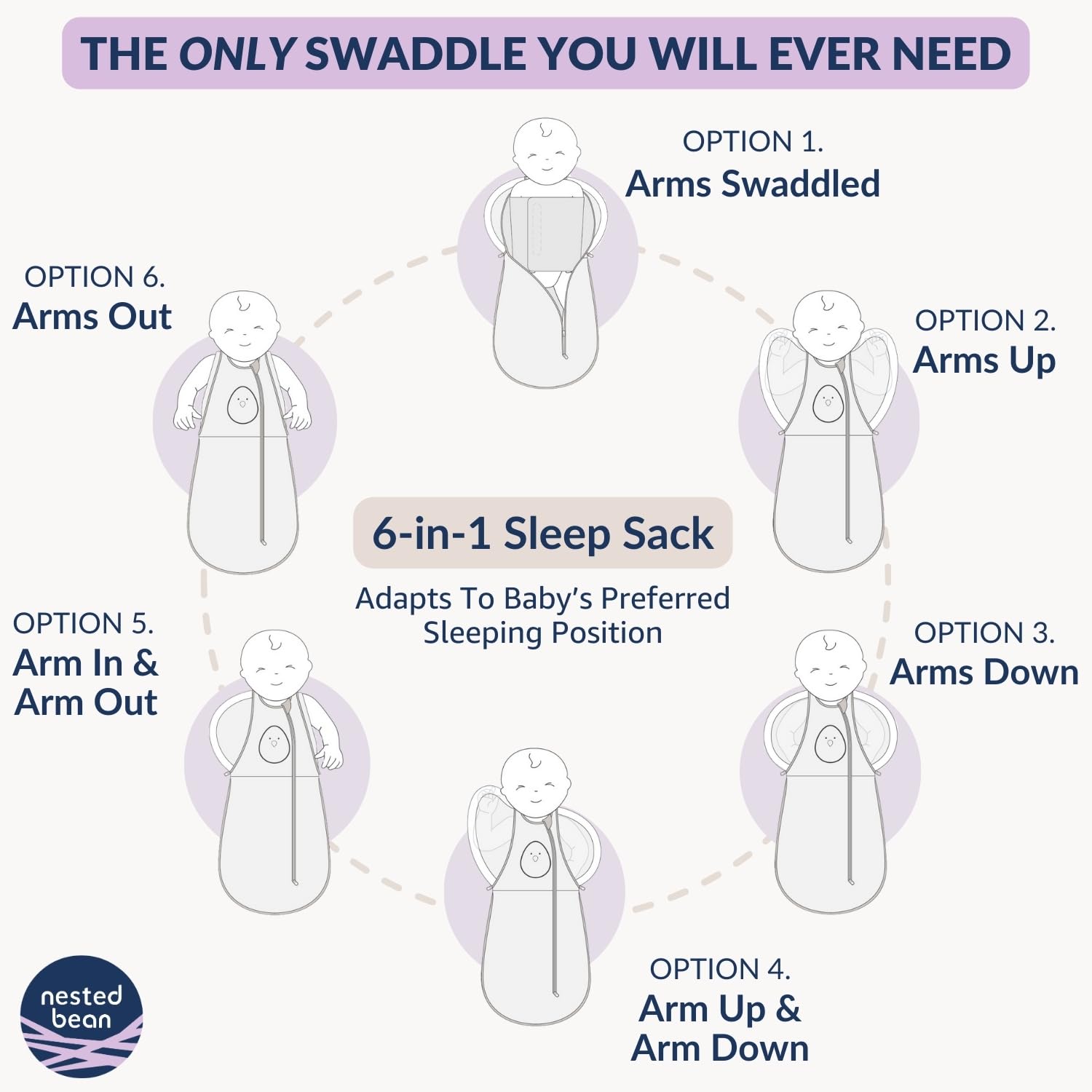Nested Bean Air self-soothing feature promotes calmer sleep for newborns.