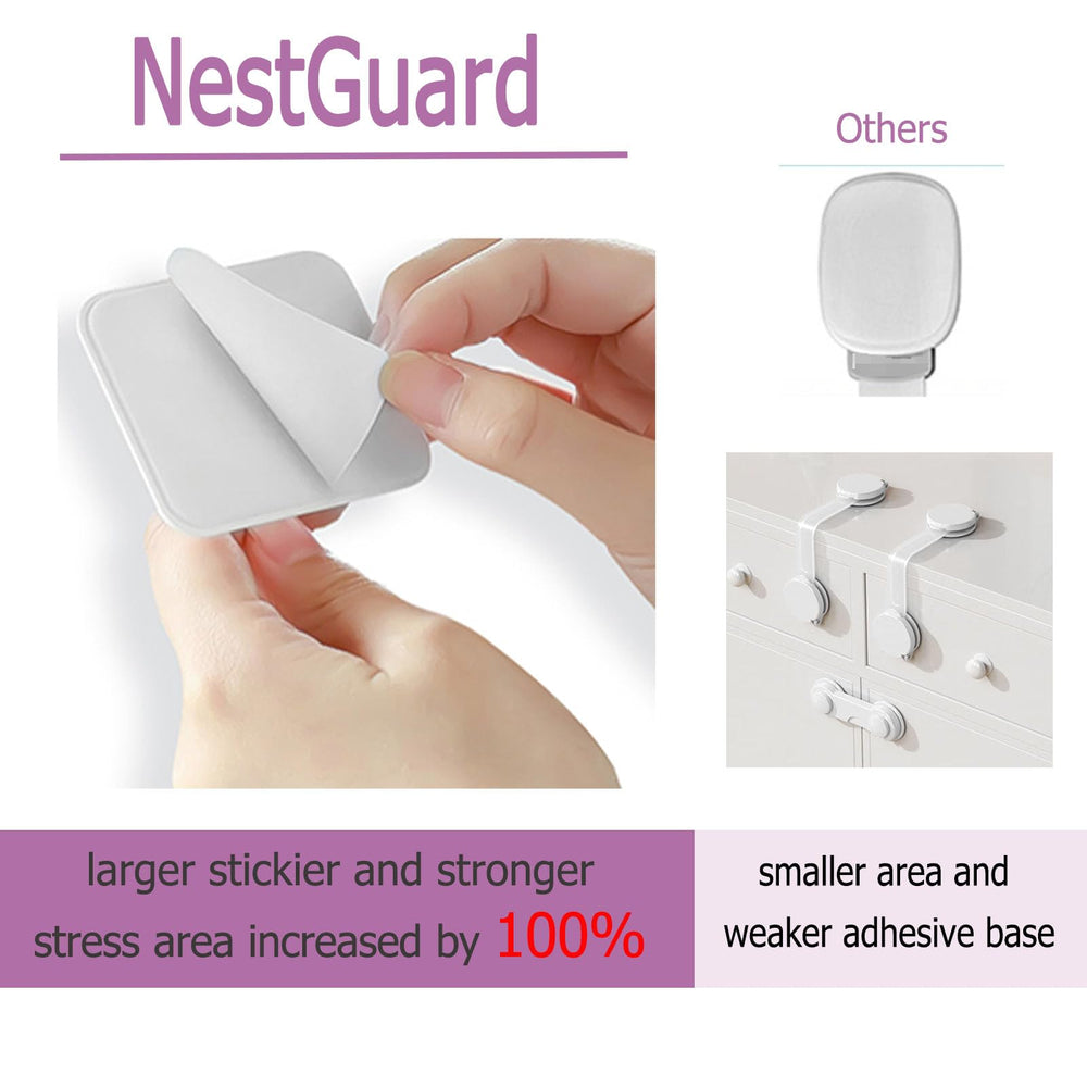 NestGuard adjustable-length straps under dresser help prevent tipping during active play