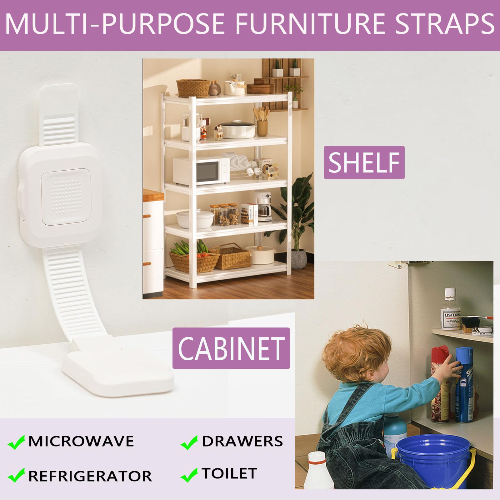 NestGuard anti-tip bracket securing dresser to wall for safer play.