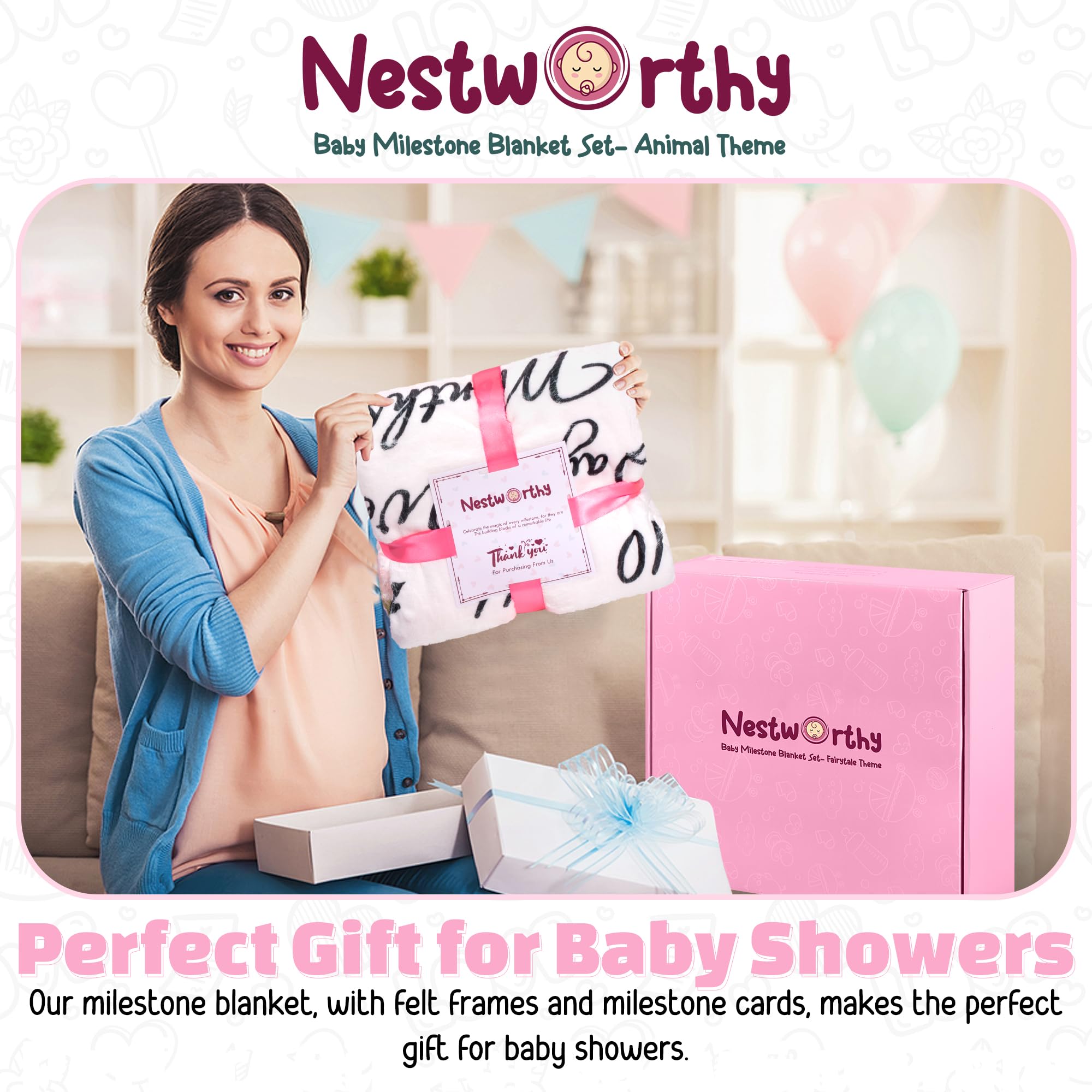 Nestworthy milestone blanket machine-washable design makes cleanup quick.